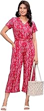MILAAV Women's Rayon Tie-Dye Jumpsuit, V-Neck, Short Sleeve