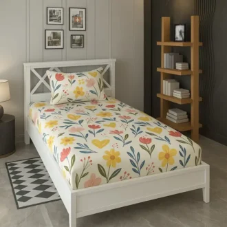 Shivi Creation Cotton Single Flat 170 TC Printed 1 Bedsheet
